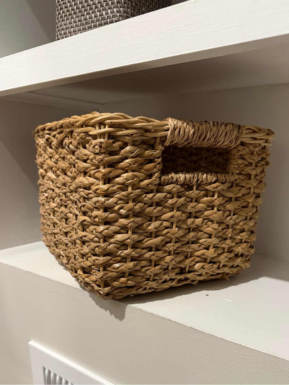 Threshold Natural Seagrass Woven Storage Basket in Tan